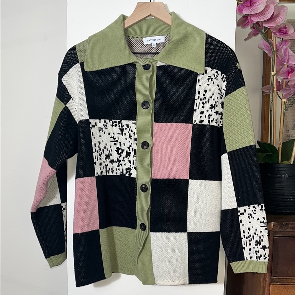 Patchwork Button-Up Cardigan - Picture 2 of 14